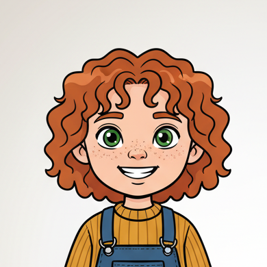 The illustrated storybook character our builder drew from that photo