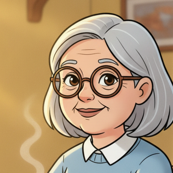 The illustrated storybook character our builder drew from that photo